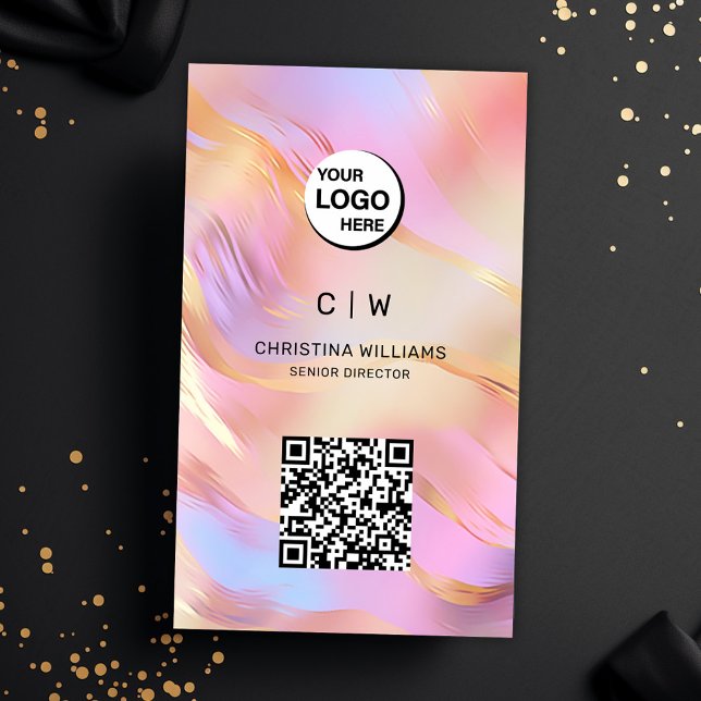 Holografisk monogram Namn QR-kod Visitkort (Holographic Monogram Name QR Code Business Card)