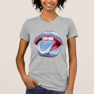 Holografisk mun silver t shirt