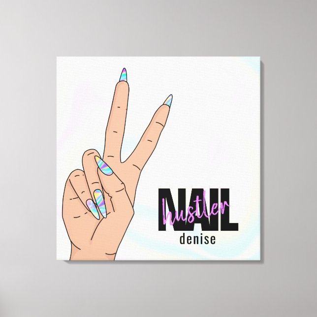 holografisk nagelsalonhandduva nagel canvastryck (Framsida)