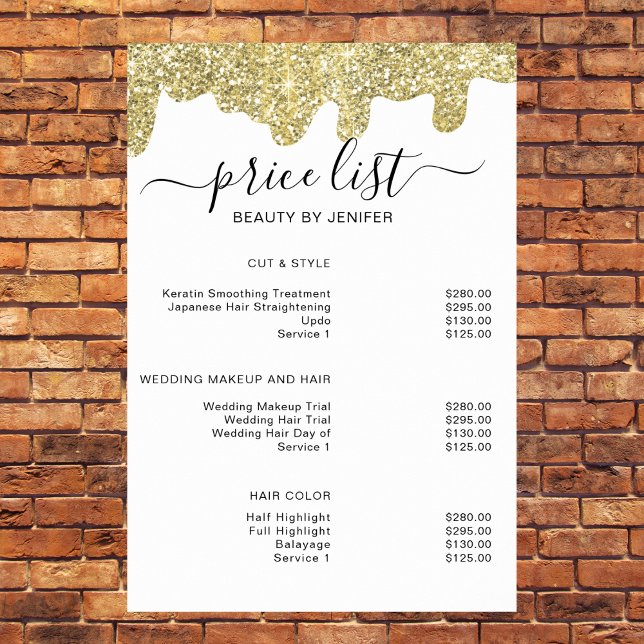 Holografisk Namnteckning Modern Glam Guld Glitter Poster (Holographic Signature Modern Glam Gold Glitter Poster
)