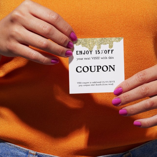 Holografisk Namnteckning Modern Glam Guld Glitter Rabattkort (Holographic Signature Modern Glam Gold Glitter Discount Card
)