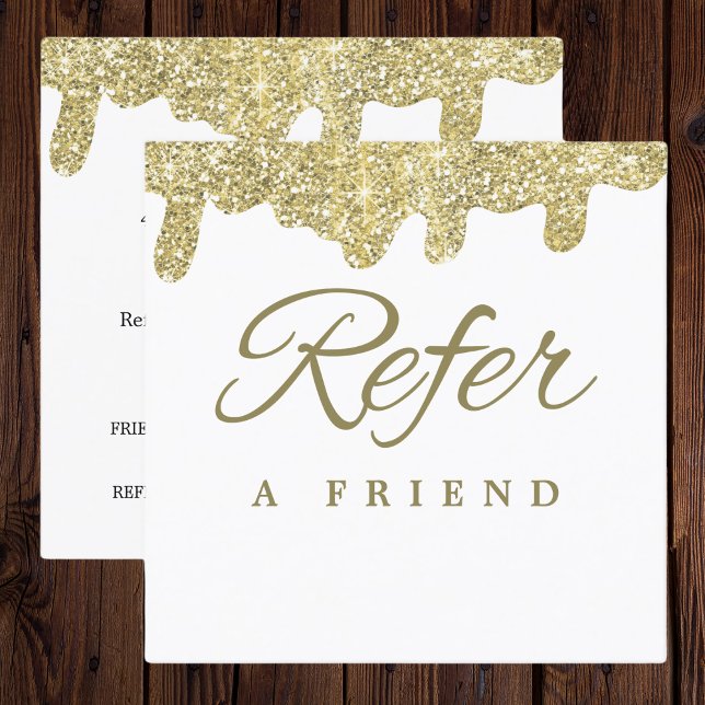 Holografisk Namnteckning Modern Glam Guld Glitter Rabattkort (Holographic Signature Modern Glam Gold Glitter Referral Card
)