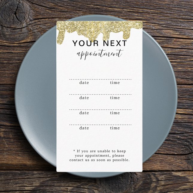 Holografisk Namnteckning Modern Glam Guld Glitter Tidsbeställning Kort (Holographic Signature Modern Glam Gold Glitter Appointment Card
)
