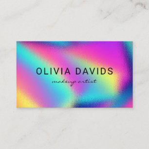 Holografisk neon Rainbow Makeup Artist QR-kod Visitkort