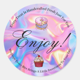 Holografisk Njut Donut Cupcake Bageri Klistermärke