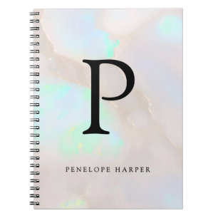 Holografisk Opal Iridescent Monogram Chic Anteckningsbok