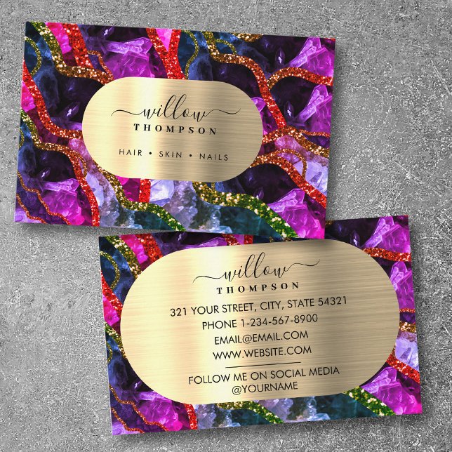 Holografisk opal Lila Geode Agate Visitkort (Holographic Opal Purple Geode Agate Business Card)