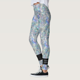 Holografisk opal stenbakgrund leggings