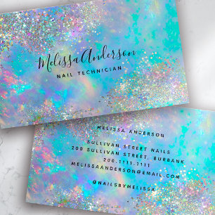 Holografisk opal Stone Glitter Nagel Tech Visitkort