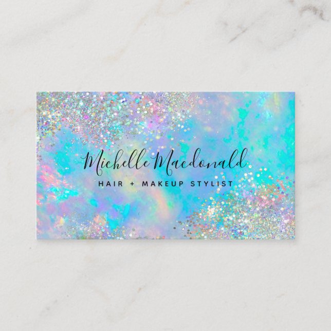 Holografisk opal Stone Glitter Visitkort (Framsida)