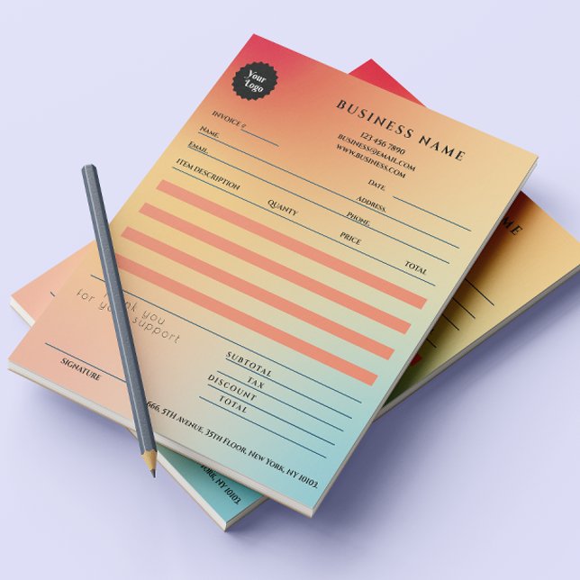 Holografisk övertoning - Tack för affärsfaktura Anteckningsblock (Holographic Gradient Business Invoice Thank You Notepad)