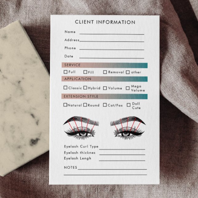 Holografisk övertoningstillägg Eyelash Extension C Visitkort (Holographic Gradient Eyelash Extension Client Map Business Card)