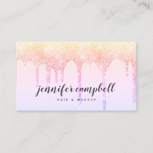 Holografisk pastel rosa glitter droppar makeup hai visitkort