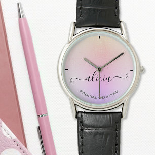 Holografisk pastel Rosa Ombre Glitter Rain Modern Armbandsur