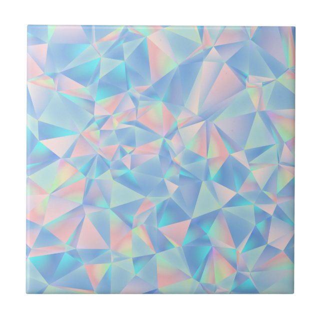 Holografisk Pastell Låg-Poly Geometrisk Kristall Kakelplatta (Framsidan)