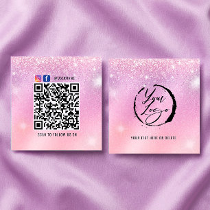 Holografisk Pastell Märkes Kort med QR-kod