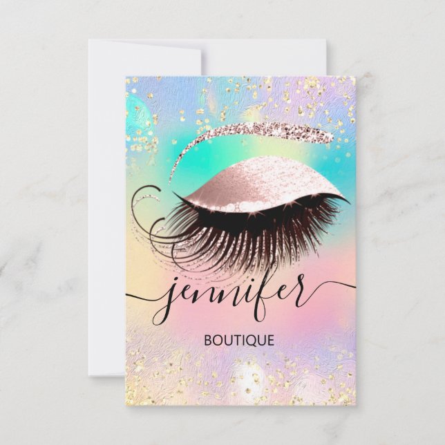 Holografisk Professionell Eyelash Confetti Makeup Inbjudningar (Framsida)