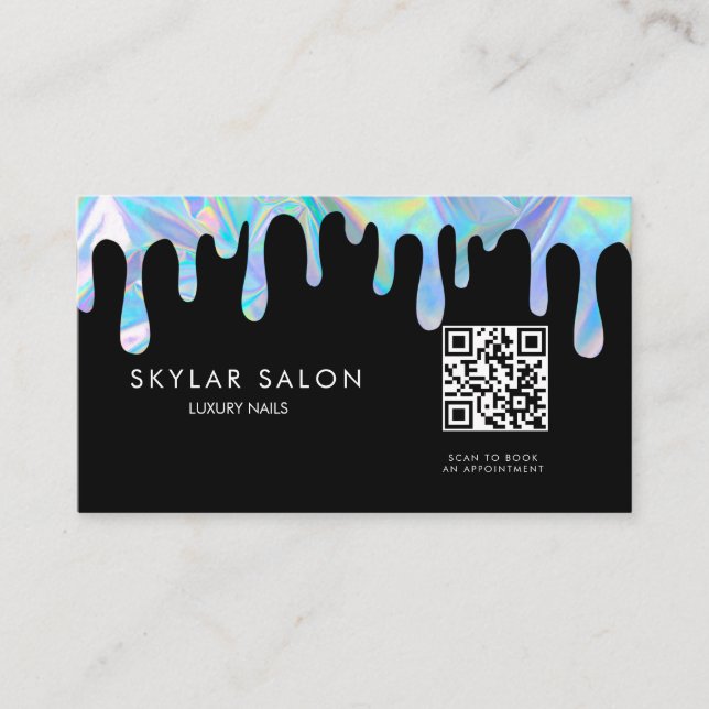 Holografisk Professionell Nail Salon QR-kod Visitkort (Framsida)