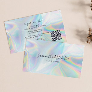 Holografisk QR-kod Beautician Hair Stylist Visitkort