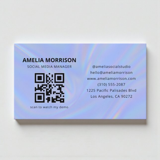 Holografisk QR-kod minimalistisk professionell Visitkort (Skapare uppladdad)
