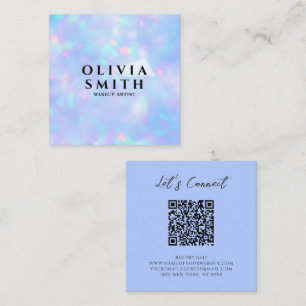 Holografisk QR-kod Rainbow Beauty Salon Sparkles Fyrkantigt Visitkort