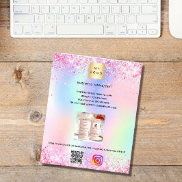 Holografisk qr-logotyp för bakverk i bakverk flygblad