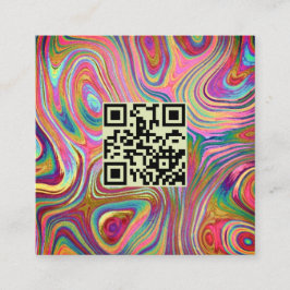 Holografisk Rainbow Grönt Rosa QR Code Esthetician Fyrkantigt Visitkort