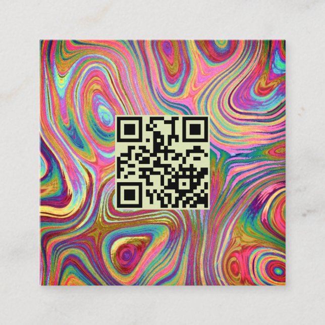 Holografisk Rainbow Grönt Rosa QR Code Esthetician Fyrkantigt Visitkort (Framsida)
