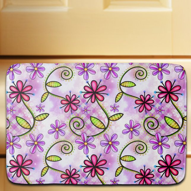 Holografisk regnbåge Blommigt Collage Badrumsmatta (Skapare uppladdad)