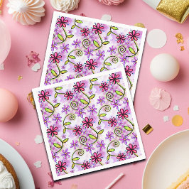 Holografisk regnbåge Blommigt Collage Pappersservett