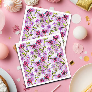 Holografisk regnbåge Blommigt Collage Pappersservett