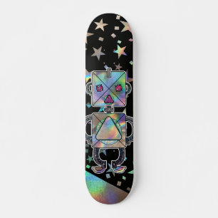 Holografisk regnbåge Stars Metallic Glitter Robots Mini Skateboard Bräda 18,5 Cm