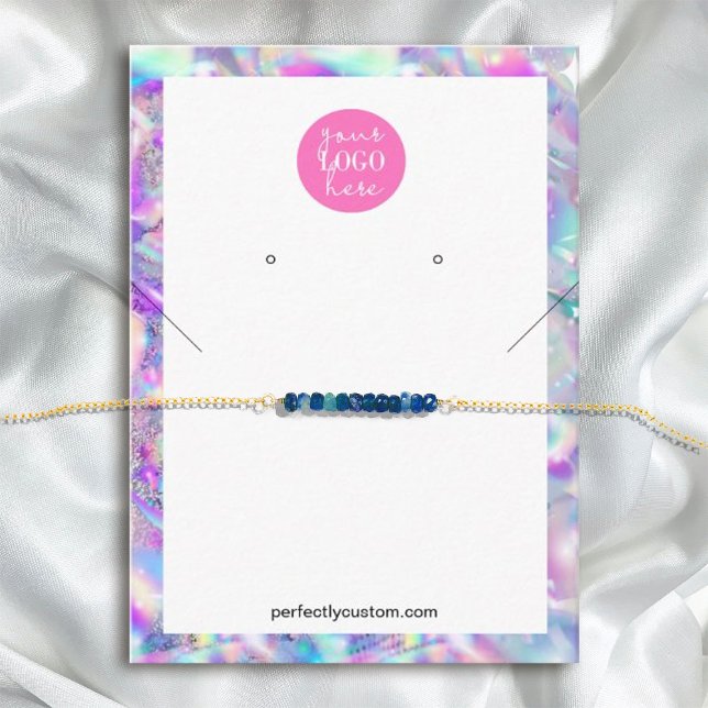 Holografisk regnbåge Unicorn Necklace Earrings Visitkort (#unicornpink #bracletscard #holigraphic #rainbow #etsyseller #earringsdisplay #unique #modernrainbow)