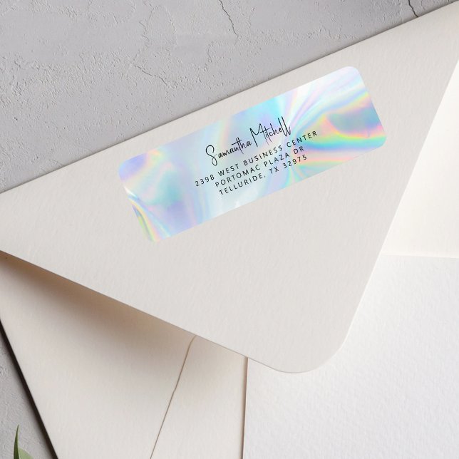 Holografisk Returadress med personskript Namn Etikett (Holographic Personal Script Name Return Address Label)