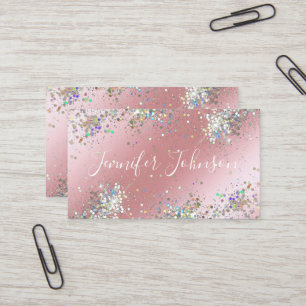 Holografisk Ro Guld Glitter Makeup Artist Girly Visitkort