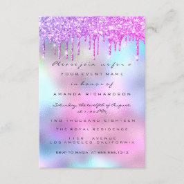Holografisk Rosa Blue Möhippa Sweet 16:e Inbjudningar