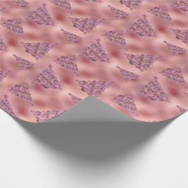 Holografisk Rosa jul Helgdag Glam Foil Träd Presentpapper