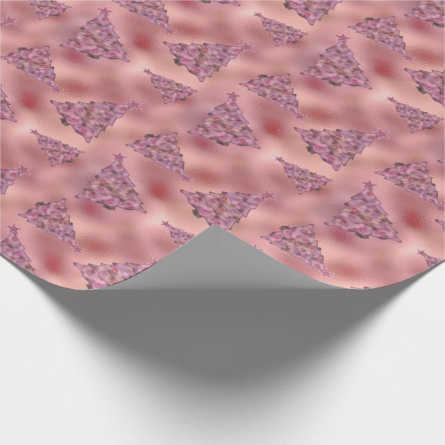 Holografisk Rosa jul Helgdag Glam Foil Träd Presentpapper (Hörn)