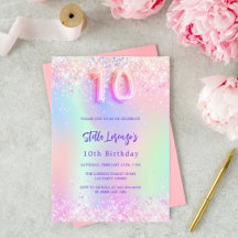 Holografisk rosa lila drops 10-årsdag