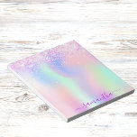 Holografisk rosa lila glitter namn anteckningsblock<br><div class="desc">Rosa,  lila,  holografisk grönt vid mynta. Dekorerad med rosa faux glitter. Namn är skrivet med ett modernt handskript i stil med dekorationer. Om du bara vill behålla utslagen tar du bort exemplet namn lämnar du blankstegen eller symbolerna framför och efter namn.</div>