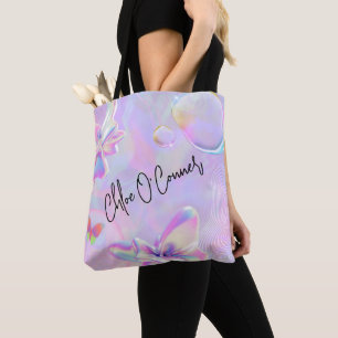 Holografisk Rosa Lila Glitter Namn Tygkasse