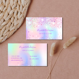 Holografisk rosa lila makeup hair visitkort