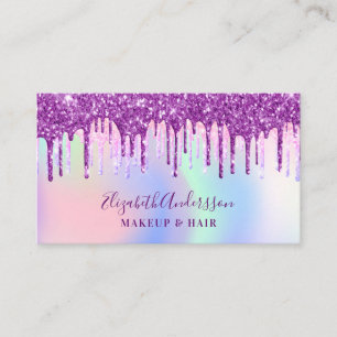 Holografisk rosa lila makeup hair visitkort