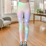 Holografisk rosa lila mint stjärnor leggings<br><div class="desc">Holografisk grönt,  rosa,  lila och mynta. Dekorerad med vita stjärnor.</div>