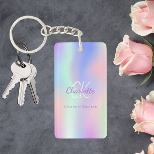 Holografisk rosa lila monogram namn