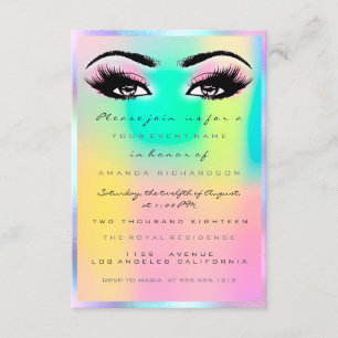 Holografisk Rosa Makeup Bröllop Sweet 16th Inbjudningar