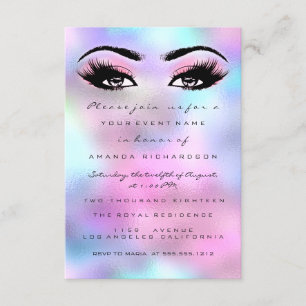 Holografisk Rosa Makeup Möhippa Sweet 16:e Inbjudningar