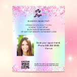 Holografisk rosa-miniatyrbilder, fotofyrkr kod flygblad<br><div class="desc">Anpassa och lägga till din logotyp,  namn,  adress,  din text,  ditt foto,  din egen QR-kod till din webbplats.  rosa,  lila,  ro guld,  mynta grönt,  holografisk bakgrund som dekoreras med faux glitter-gnistor.</div>