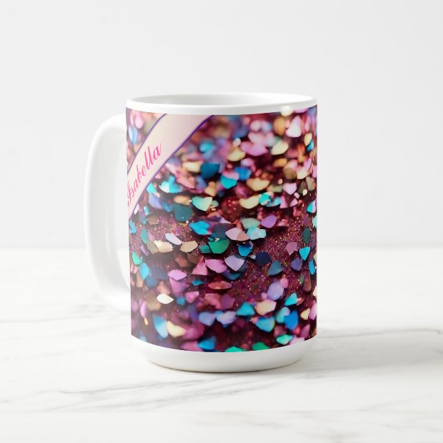 Holografisk samling av Glitter Opal Trendig Kaffemugg (Framsida vänster)