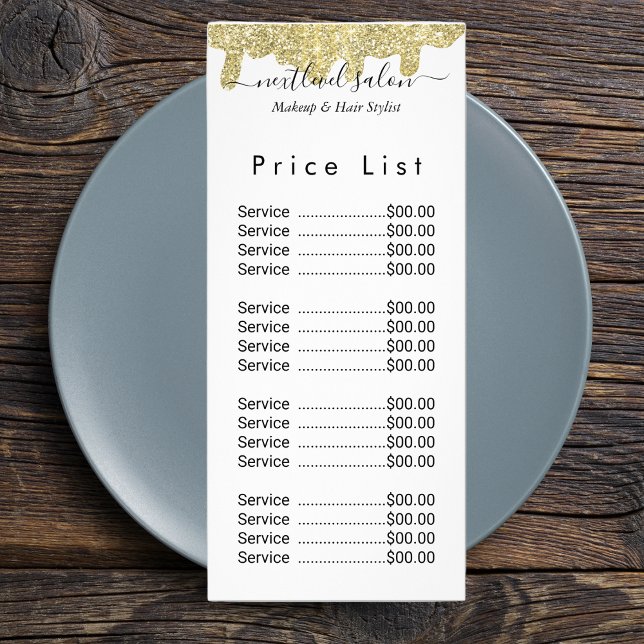 Holografisk signatur Modern Glam Guld Glitter Reklamkort (Holographic Signature Modern Glam Gold Glitter Rack Card
)